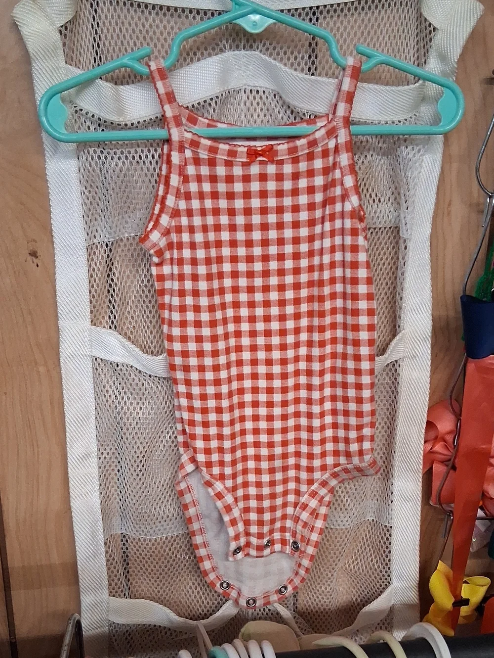 Carter's Red and White Gingham One-Piece Bodysuit